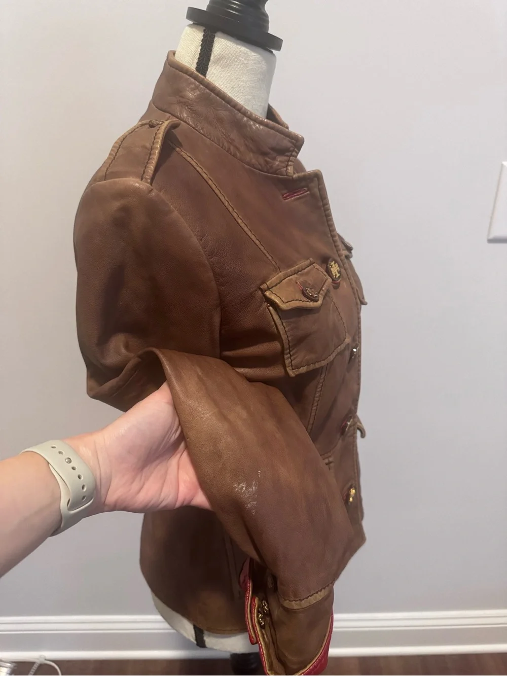 ASO Serena van der Woodsen Leather Tory Burch Jacket - 8